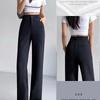 Autumn 2023 Women's High-Waist Black Wide-Leg Suit Pants