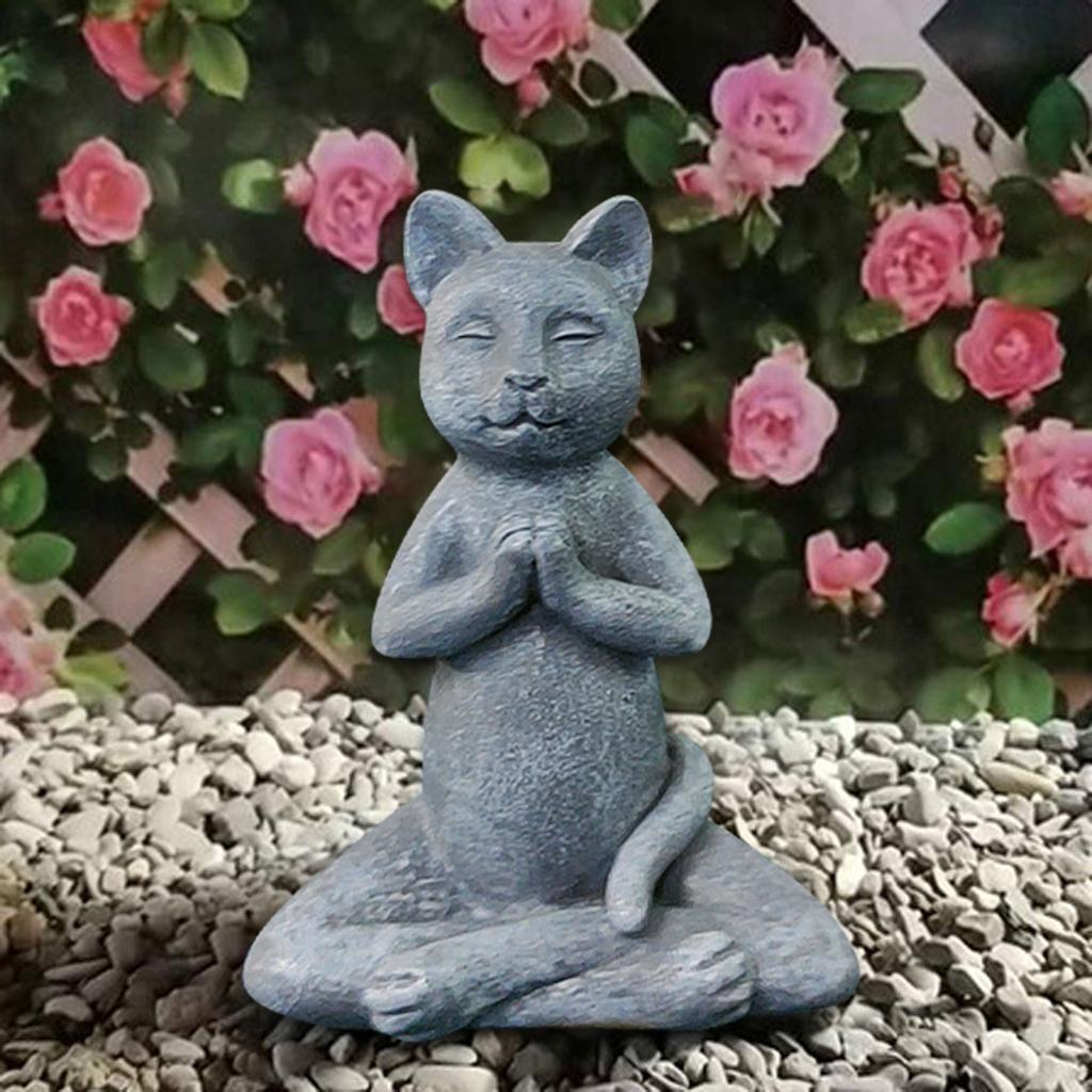 Кошка Будда Медитация Статуя Кота Сад Открытая Скульптура Украшение