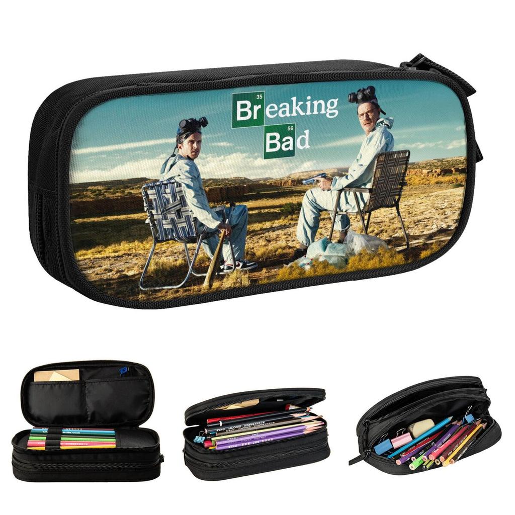 Breaking Bad Walter Jesse Pencil Case Fun Bryan Cranston Aaron Paul Pen Bag Student Big Capacity Students School Pencil Pouch