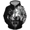 3D Print Wolf Head Fleece Cardigan Men's Cool Animal Casual Zipper Hoodie Fashion Jackets Outdoor Sweatshirts Spring Autumn Coat