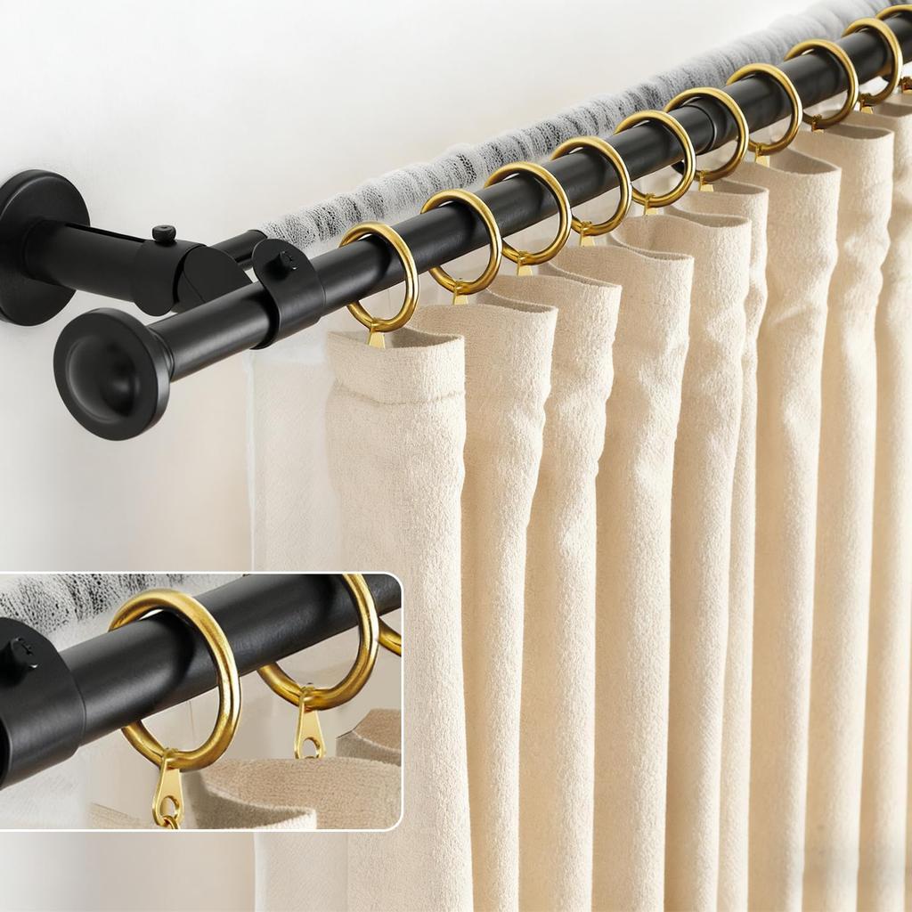 20 Packs Gold Curtain Rings and Shower Curtain Hooks Set, 30mm/1.18 Inch Internal Diameter Metal Drapery Pin Hooks for Window Door Drapes (Gold)