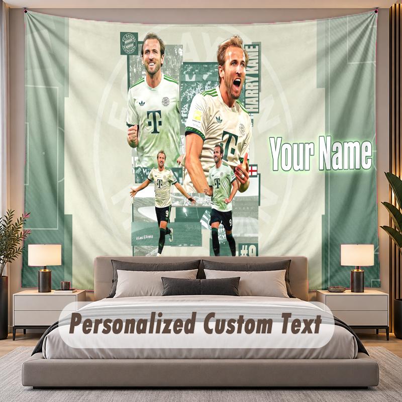 Custom Name Text Tapestry Harry Kane Personalized Polyester Wall Tapestry For Bedroom And Room