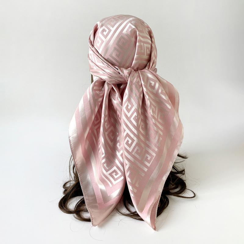 Imitation Silk Scarf for Women Solid Color Printed Scarf Scalp Shawl Scarf
