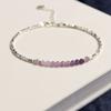 Unspecified Amethyst Broken Silver Bracelet, Thin Purple Crystal Bracelet, Beaded Girlfriend Jewelry.