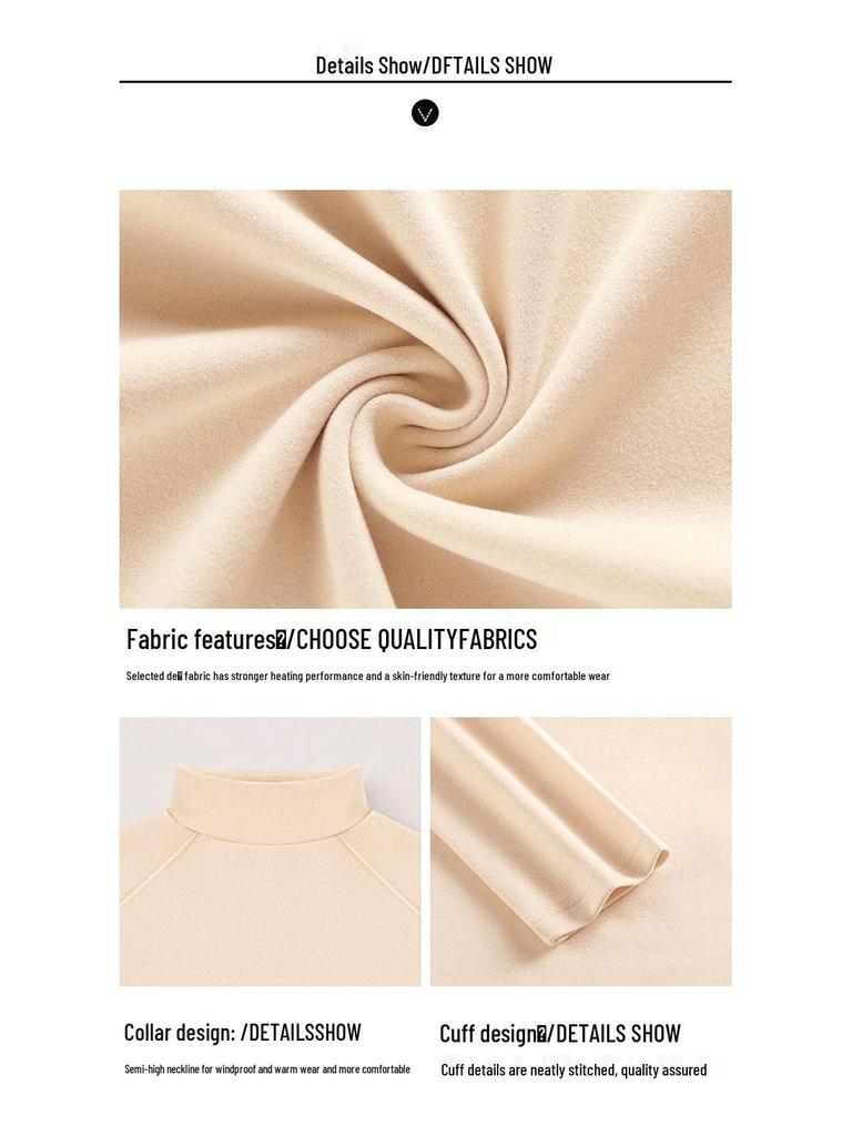 Женский бархатный топ-базовый слой с полувысоким воротом и утолщением для осени и зимы