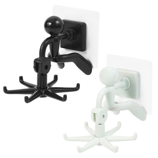 1 комплект подвесного крючка, настенный вращающийся крючок для вешалки с 6 крючками, самоклеящийся крючок для хранения без перфорации для кухни, ванной комнаты