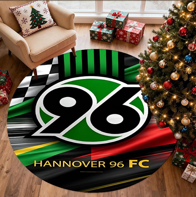 Hannover 96 Football Pattern Round Rug, Indoor/Outdoor Mat, for Picnic, Gameroom, Bedroom, Office, Living Room, Home Decor Carpet, Birthday Gift