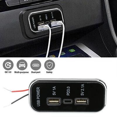 3 порта 24 Вт PD Type-C 2.1A 1A USB автомобильное зарядное устройство розетка 12/24 В для мотоцикла, автомобиля, грузовика, квадроцикла, лодки, автофургона, автобуса, адаптер питания розетка