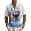 Summer Fashion Ocean Overlord Shark Print Men's Short Sleeve Casual Shirt Street Hip Hop Party Men's Shirt Oversized Tops