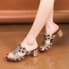 Fashion Summer Glitter Women Sandals Fashion Outdoor Peep Toe Casual Beach Slippers Thick Heel Slip On Rhinestone Woman Sandals Size 42