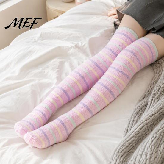 High Elastic Leg Warmers 1 Pair Women Thigh Socks for Winter, Thickened Coral Fleece Warmer Long Stockings, Fluffy Warm Over Knee Boot Girls Winter
