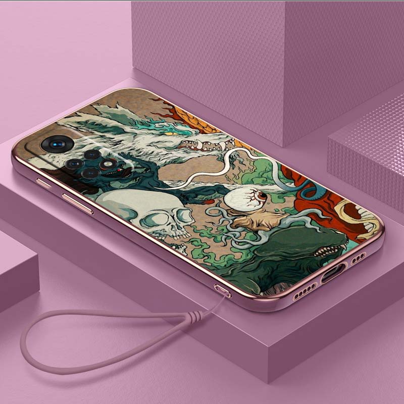 Роскошный чехол для телефона из ТПУ с ремешком для Xiaomi Poco F1 F3 F4 F5 M3 M4 M5 X3 X4 X5 PRO 11 Lite 11T 12T 13T чехлы A33 Чехол с дизайном дракона