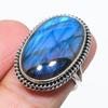 Natural Labradorite Gemstone Handmade 925 Solid Silver Jewelry Ring Size 7 G5a41