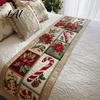Decorative Cover for Garden Chairs Christmas Bed Runner Quilted-Look Flower Print Bedding Cover Coastal Style Extra Large Runner Queen King