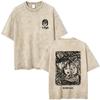 Washed Vintage Anime Junji Ito Uzumaki T-shirt Men Women Horror Manga Oversized T Shirts Male High Quality Cotton Y2k Streetwear
