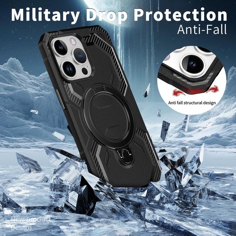 Для iPhone 16 15 Pro Max 14 Pro 13 12 11 чехол для MagSafe Soft Edge ударопрочный беспроводной зарядный кронштейн вращающийся на 360 градусов магнитная задняя крышка