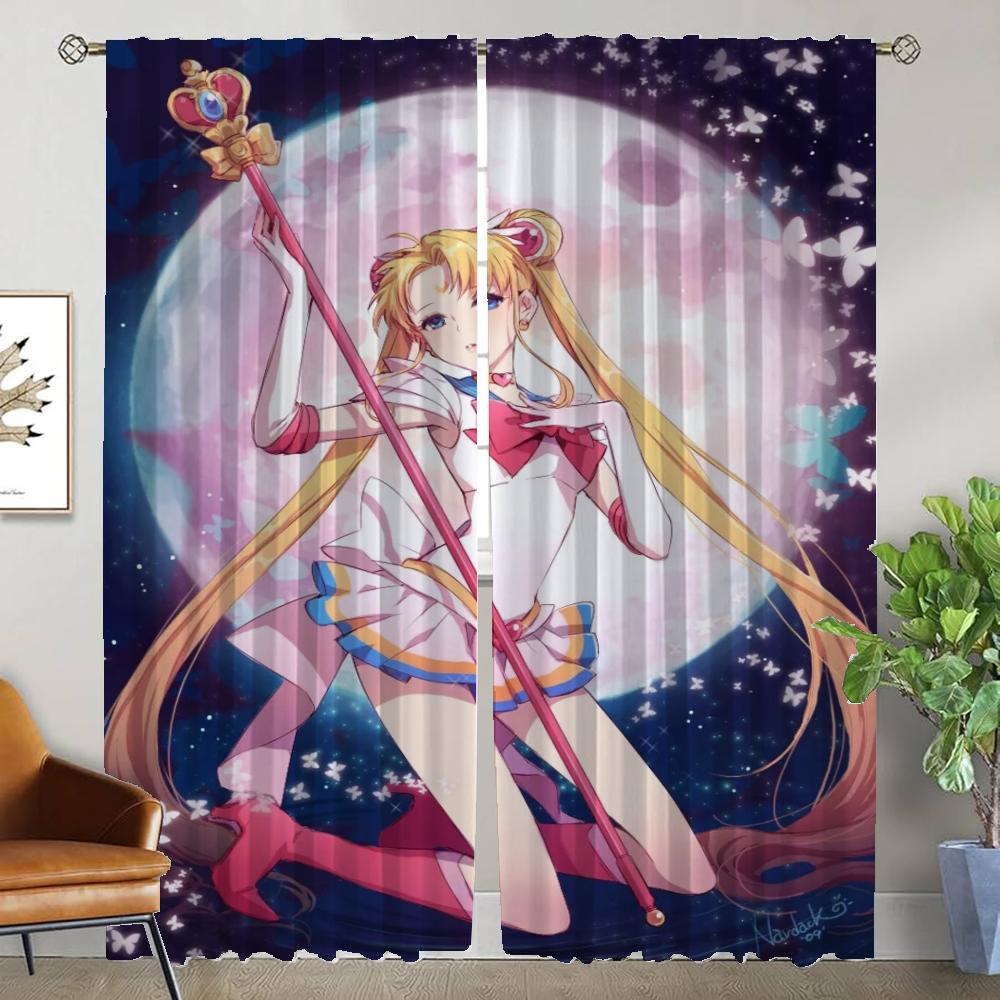 Украшения на Хэллоуин Sailormoons Домашний интерьер Шторы 2 шт. Тюль для спальни Шторы для детской комнаты Шторы затемнения
