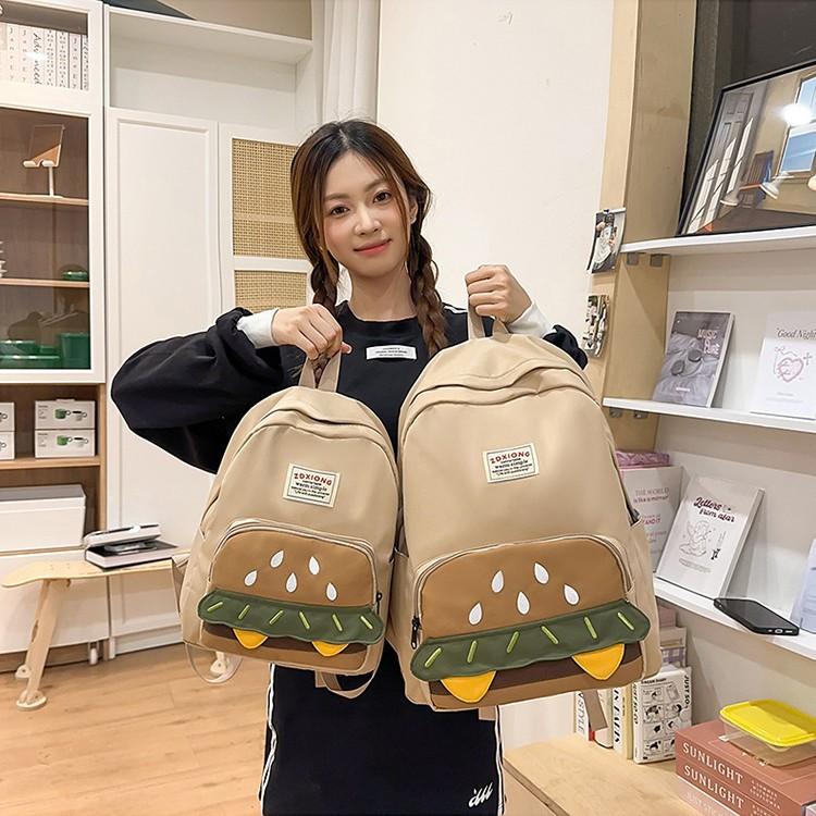 Школьный рюкзак ins Гамбург нишевый милый дизайн школьный рюкзак мультяшный универсальный для студента колледжа легкий дорожный рюкзак повседневный рюкзак