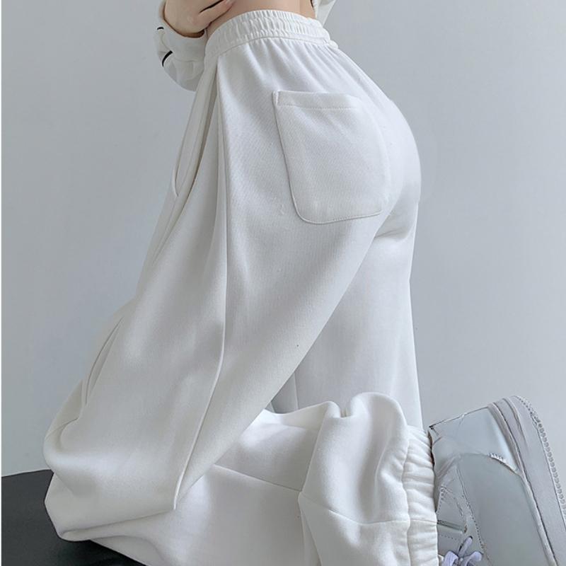Женские спортивные штаны свободного кроя с высокой талией, повседневные брюки-клеш, новый стиль, осенне-зимние широкие брюки