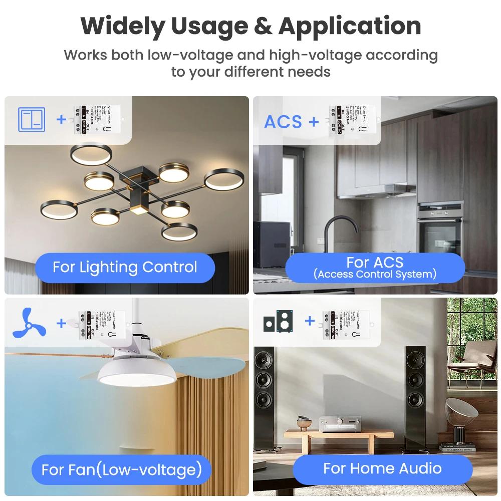 Tuya Умный модуль переключателя Zigbee WiFi с сухим контактом Умный дом DIY Автоматический выключатель Реле Постоянный ток 8-40 В Переменный ток 85-265 В Работает с Alexa Google Home