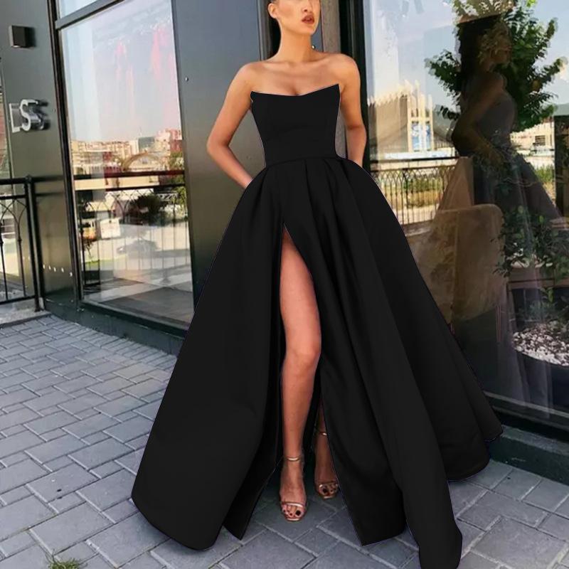 Новые европейские и американские платья, сексуальные топы-бандо, длинные вечерние платья для ведущих банкетов