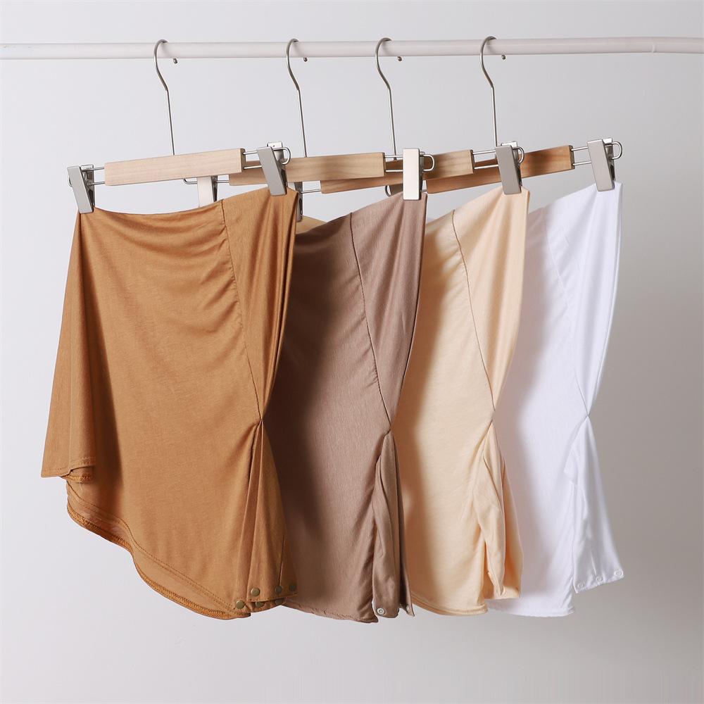 Plain Solid Modal Jersey Button Instant Hijab Cap Women Elastic Muslim Shawl Scarf