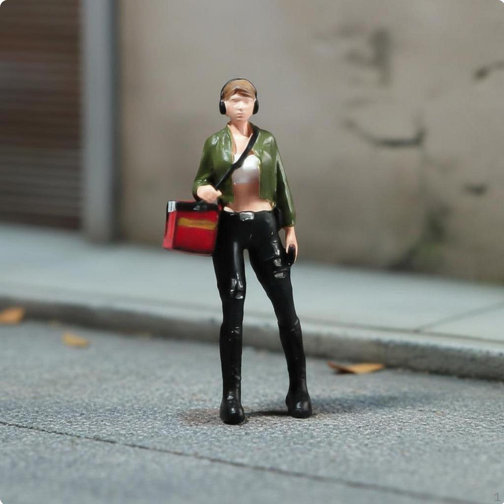 1:64 Scale Food Delivery Person Figurine High Detail Takeout Courier Miniature PrePainted