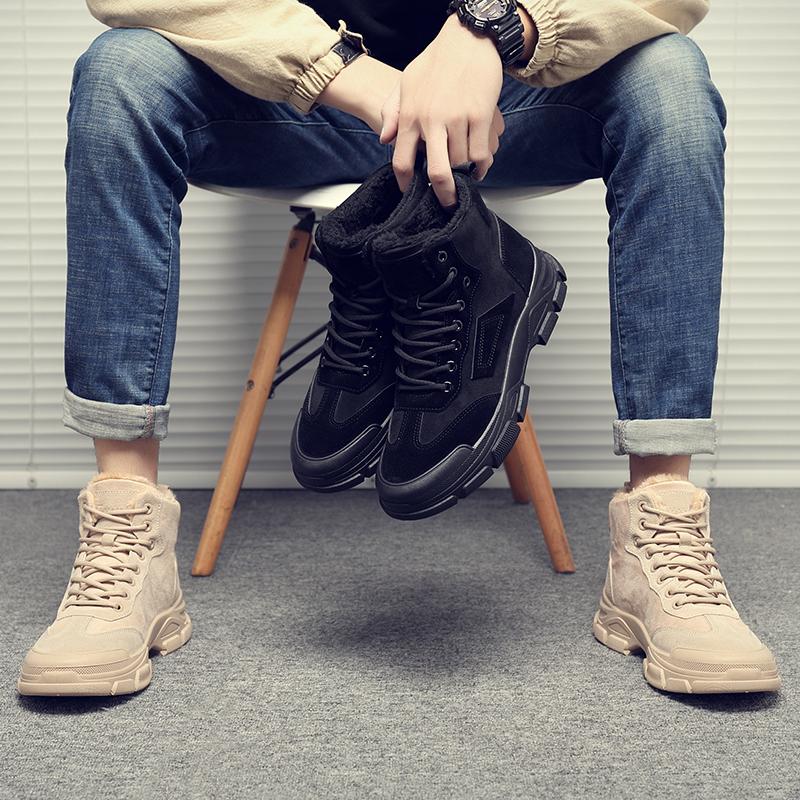 Fashion Men New High Quality Black Work Wear Boots Outdoor Anti Slip Comfort Casual Shoes Warm Fashion Ankle Boots Men's Winter Shoes