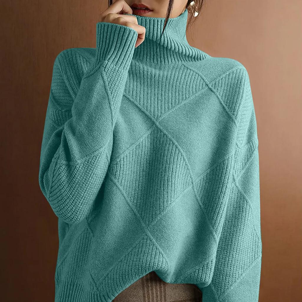 Женский пуловер из однотонного материала, свитер с круглым вырезом и длинными рукавами