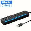 7 Ports USB 2.0 Hub LED 5Gbps High Speed Multiports USB Power Adapter Expander USB Splitter With Switch For Laptop Computer Home
