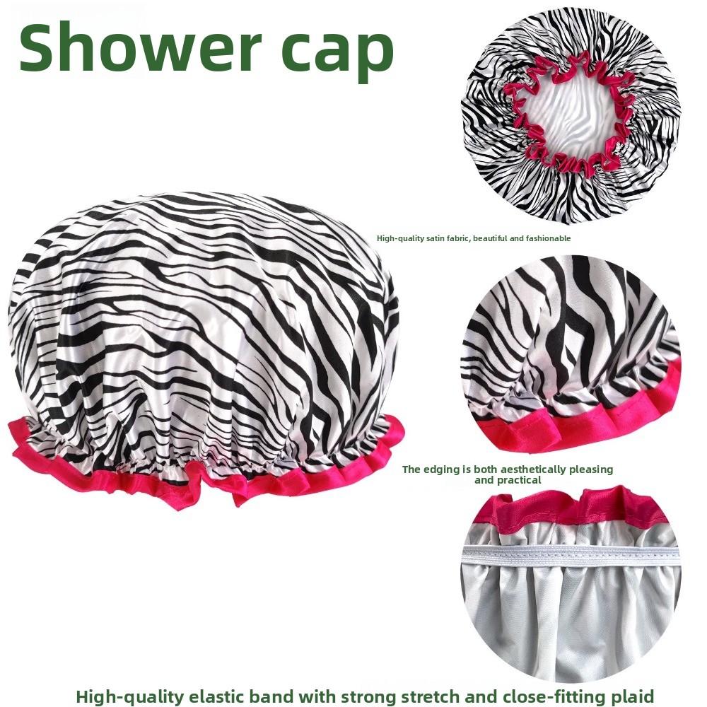4PCS/SET Double-layer Printed Bonnet Waterproof Hair Care Hat Hair Protection Shampoo Hat Bath