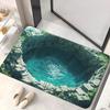 Non Slip Bright Aqua Blue Turquoise Printing Stone Shower Mats Ultra Thin Bath Rugs Absorbent Quick Dry 3D Visual Polyester