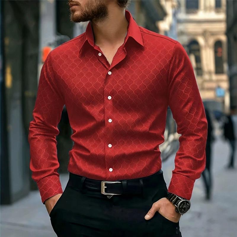 Men S Long Sleeve Digital Print Casual Business Shirt For Spring Autumn