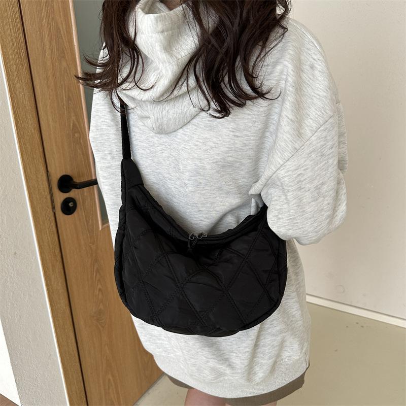 Интернет знаменитости мода хлопчатобумажная одежда с ромбовидной сеткой новая осень и зима простая студенческая большая емкость универсальная женская плечевая