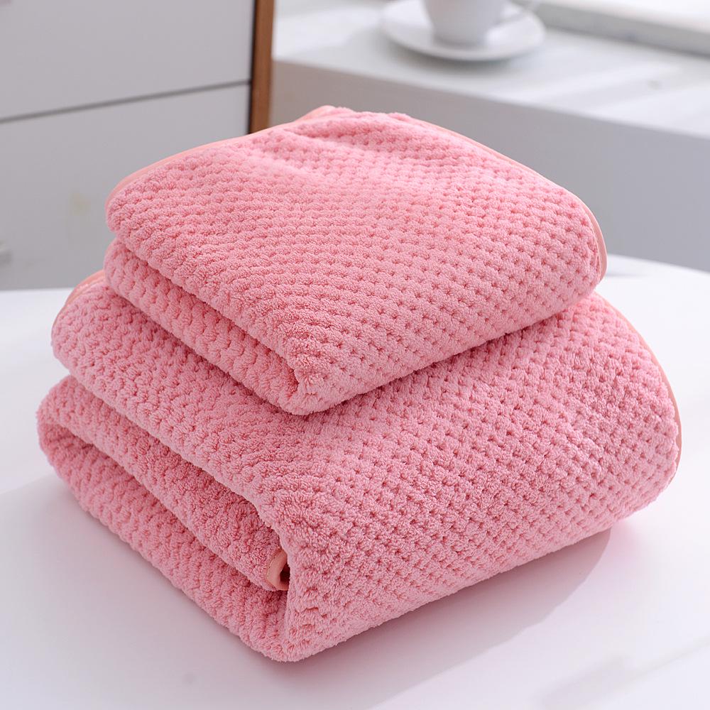 Soft Absorbent Warp-Knit Coral Fleece Towel with Thin Stripes - Thickened Face Wash Towel with Customizable Logo