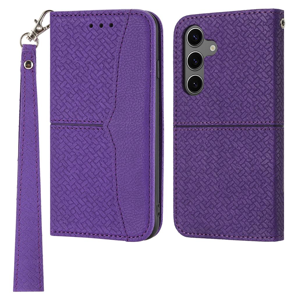 For Samsung Galaxy S25+ Case Woven Texture PU Leather Wallet Phone Cover