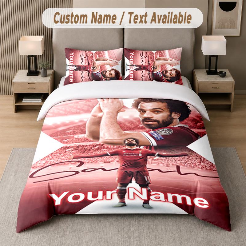 Mohamed Salah Design Bedding Set Custom Text 1 Duvet Cover & 2 Pillow Cases