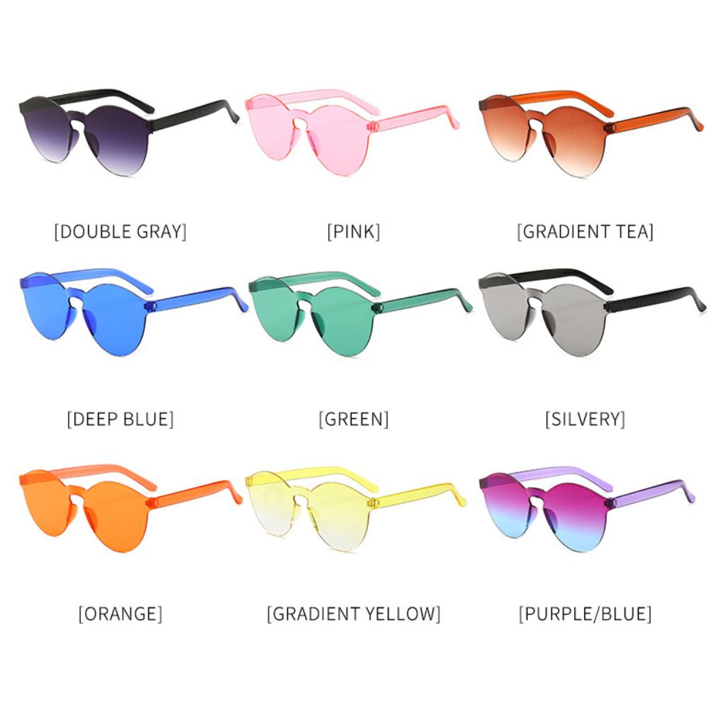 Модные женские солнцезащитные очки с кошачьими ушками, безрамные желе, прозрачные очки, универсальные очки в стиле ретро, ​​очки ярких цветов