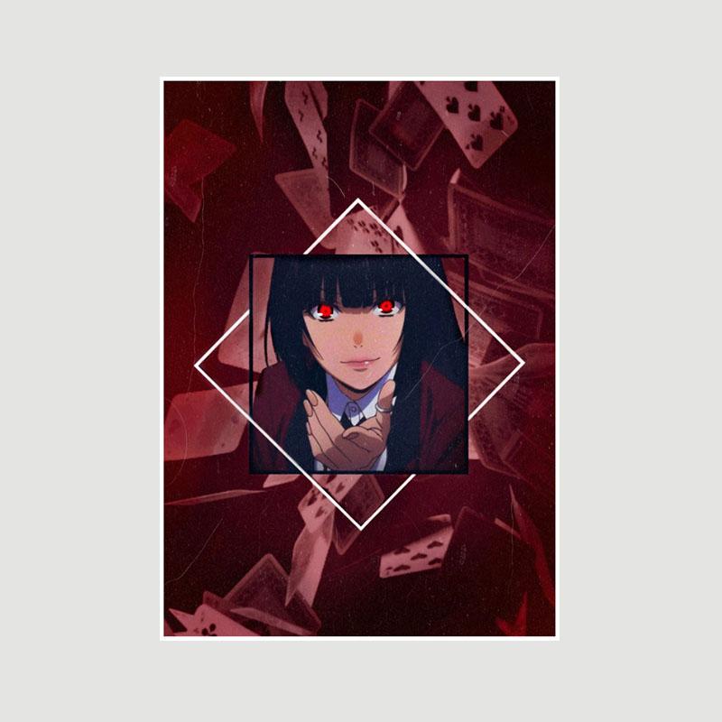 Винтажная белая бумага Kakegurui Плакаты Японское аниме Ретро-постеры и принты Художественная живопись Домашнее украшение Фреска Спальня Кафе Декор