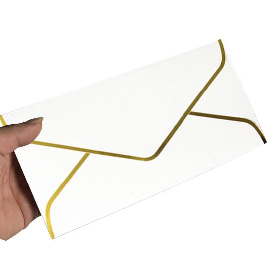 10 шт., конверт с золотой каймой, V-образный клапан, быстрая печать, винтажный роскошный офисный чек, письмо, рассылка, поздравление с днем ​​рождения, выпускной, свадебная вечеринка, приглашение