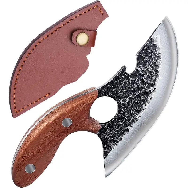 Stainless Steel Hammer Pattern Meat Knife Butcher Cleaver Knife for BBQ, Picnic, Kitchen