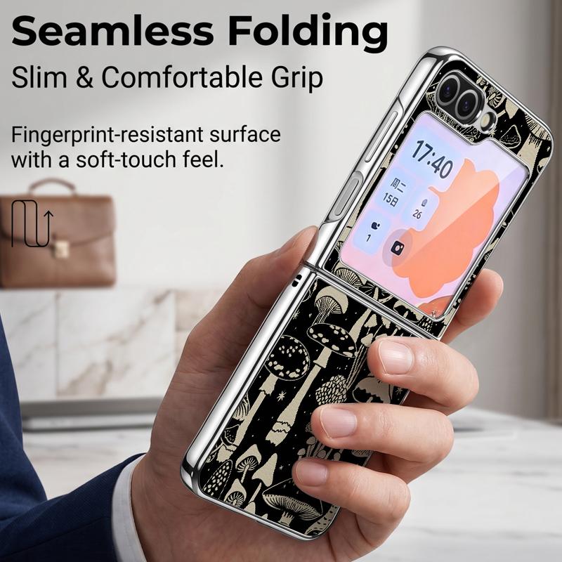 Чехол с цветочным узором для Samsung Galaxy Z FLIP 7 FE 6 5 Гибридная складная крышка с покрытием из PC+PU кожи для Samsung Z Flip7 Flip6 Flip5