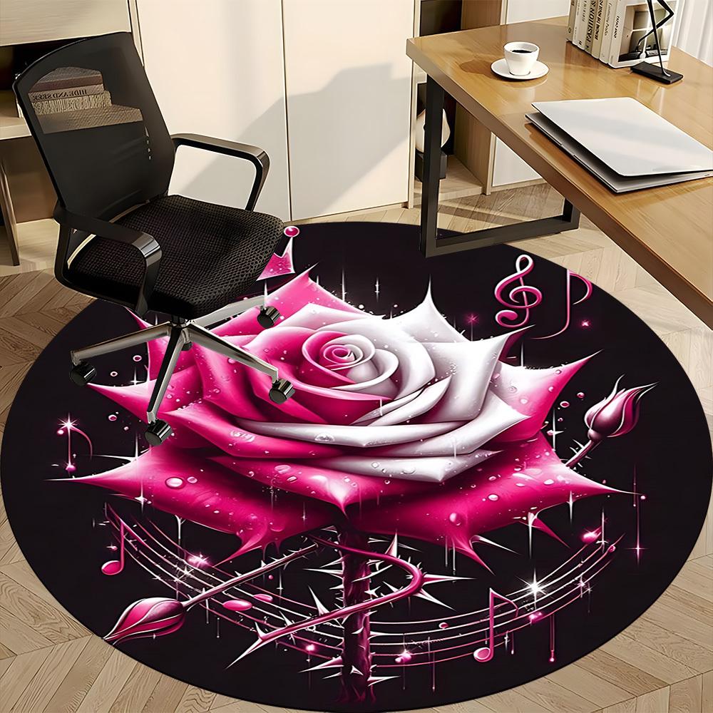 1pc Rose Music Note Chair Carpet for Office Machine Washable Rug for Office, Good Gift for Family or Friends yy251225253