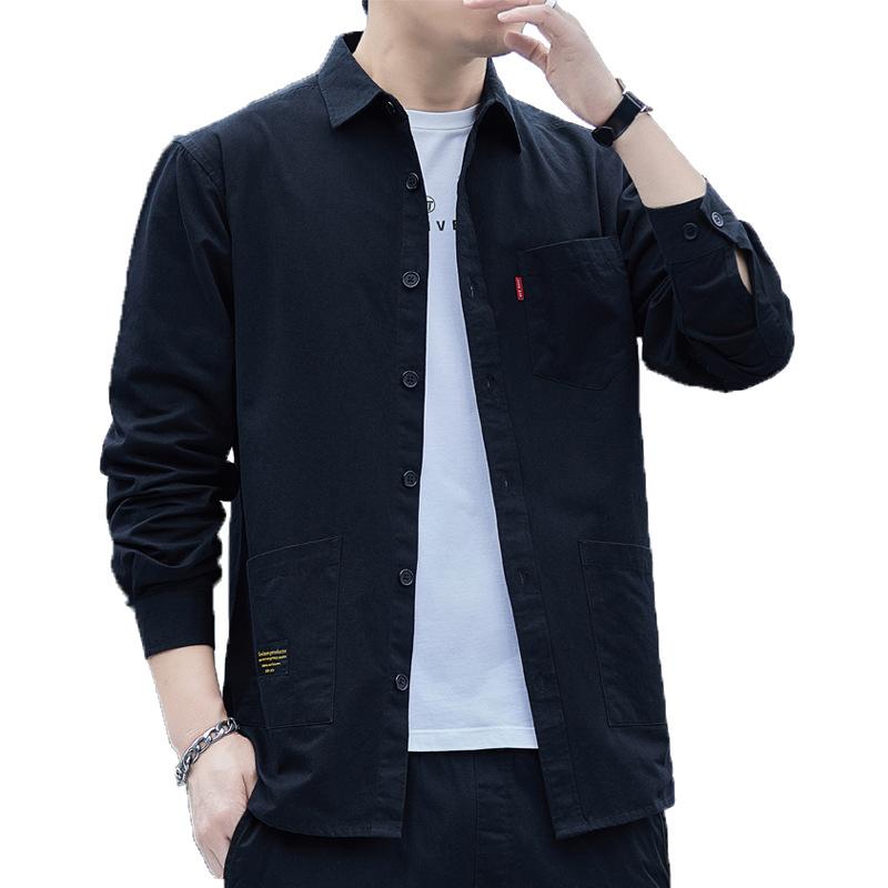 Мужская рубашка с длинным рукавом, осенняя новая корейская модная хлопковая рубашка, повседневная куртка, мужские универсальные топы для мужчин