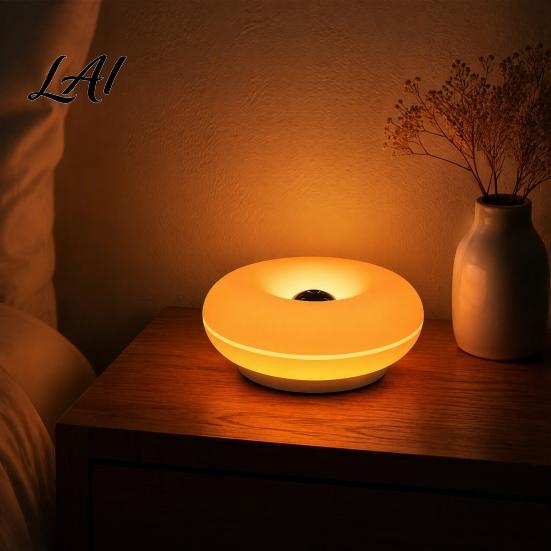 Compact Dorm Room Light Donut Table Lamp Rechargeable Wall Lamp with 16-Color RGB Remote & Touch Control Versatile Indoor Stepless Dimmable