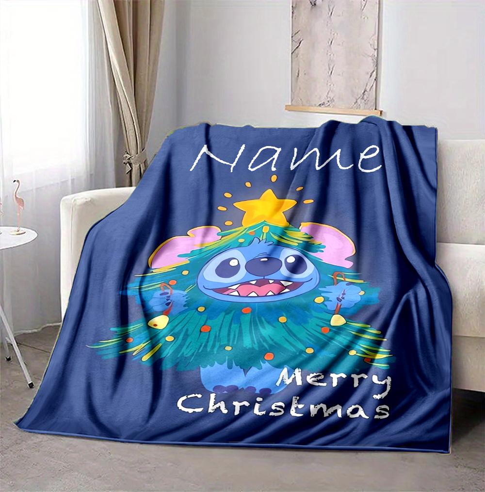 Custom Name Ohana Christmas Flannel Blanket Throw Blanket Soft Warm Sofa Bed Decor Unique Gift