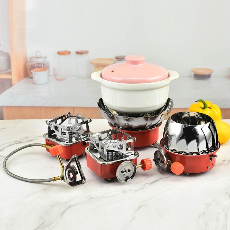 Портативная ветрозащитная плита из нержавеющей стали, складная печка для горелки, складная металлическая газовая плита для кемпинга, туристические принадлежности