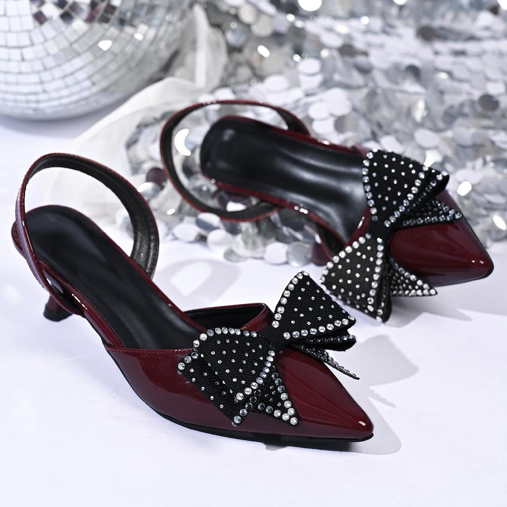 Большие размеры, босоножки на высоком каблуке, лето 2025, новая сумка-головка, тонкий каблук, стразы, бант, высокие каблуки, женские