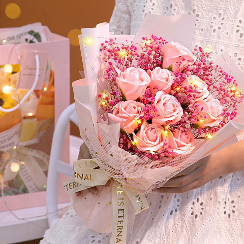 JPFG-39 2022 Soap Flowers Gift Artificial Flower Soap Flowers Bouquet for Valentine's Day Gift