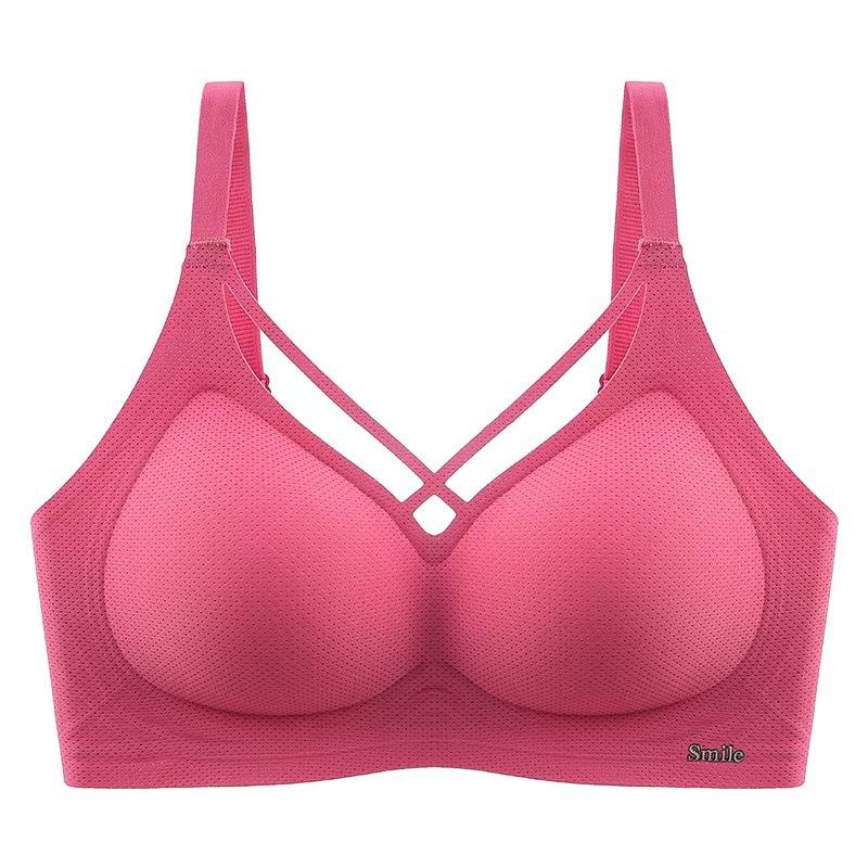 Large size seamless female sexy steel rim comfortable gathering anti-sagging thin fat mm bra cover